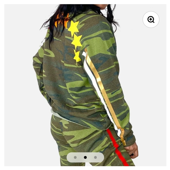 Babsie Camo Hip Length Semi Crop Sweatshirt - Neon Stars - Picture 2 of 7